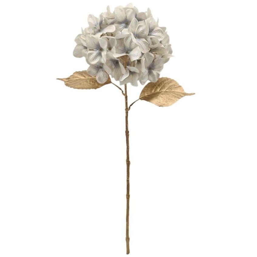 Flor Hortensia Decorativa Navidad Vintage Home Cream Gold