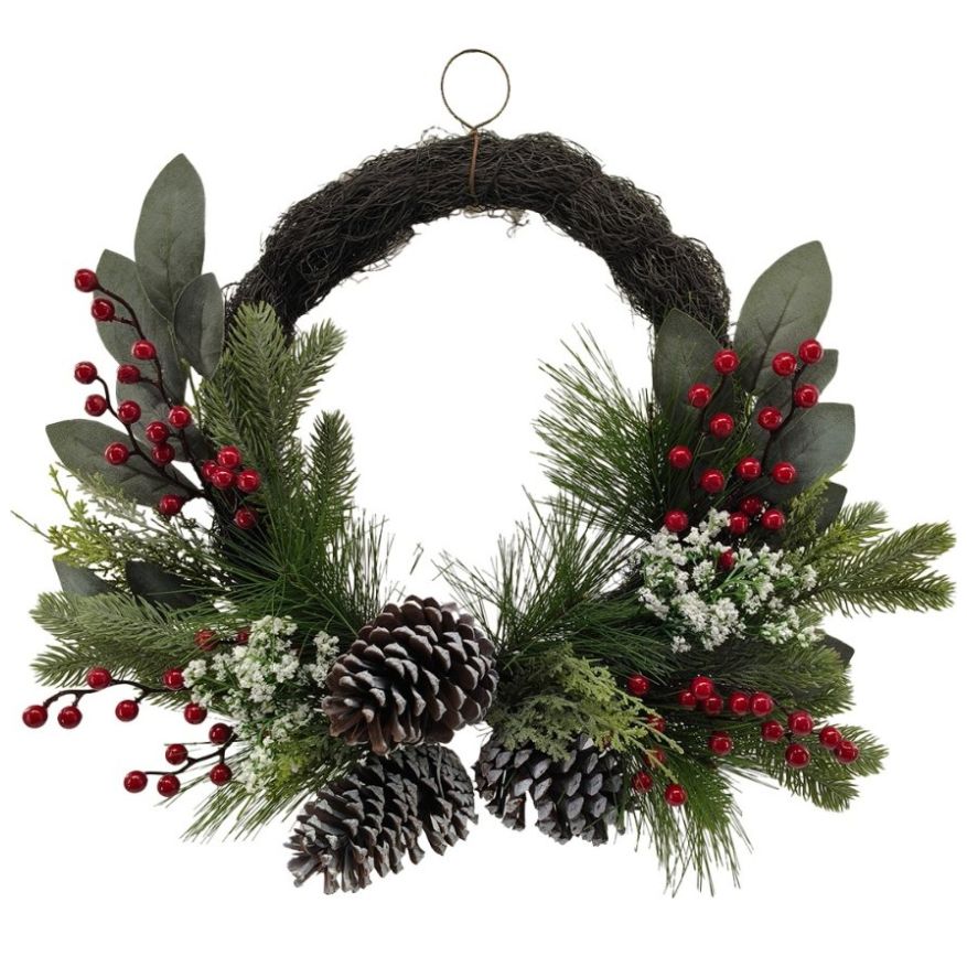 Corona Decorativa Navidad Vintage Home Pine Berries