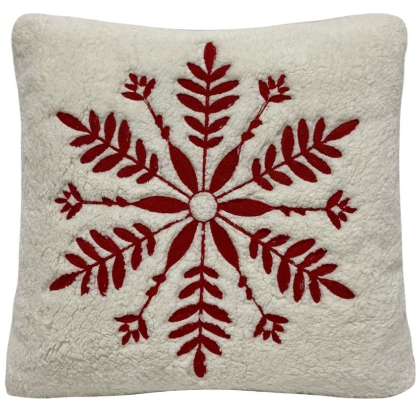 Cojín Decorativo Navidad Vintage Home Sq Snowflake Red White