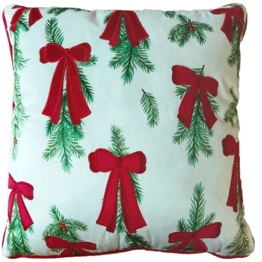 Cojín Decorativo Navidad Vintage Home Moños Red