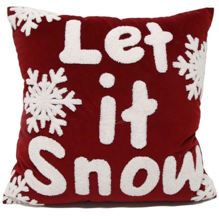 Cojín Decorativo Navidad Vintage Home Let Is Snow Red