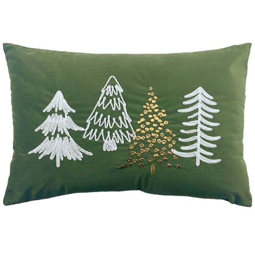 Cojín Decorativo Navidad Vintage Home Lumbar Tree Multi Green