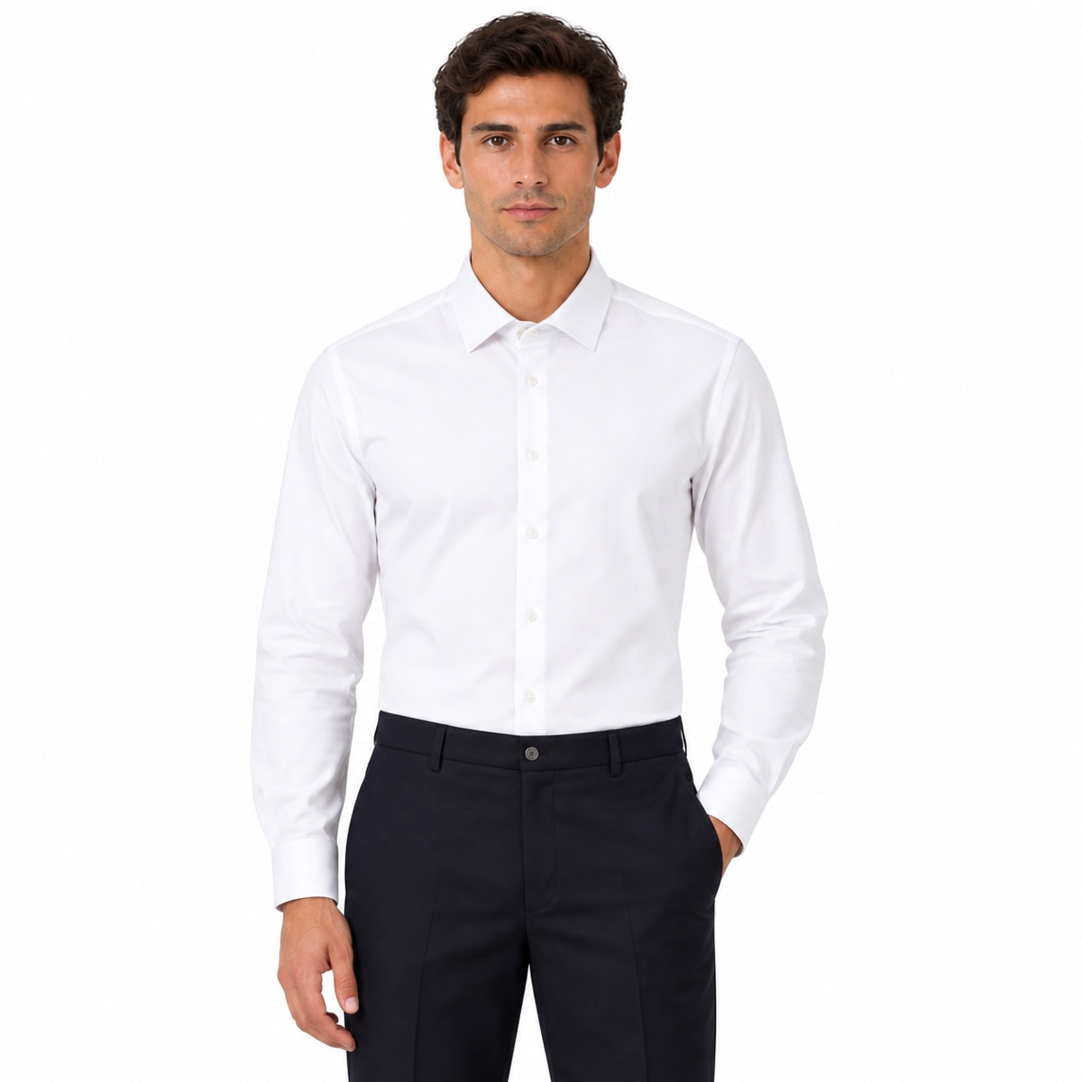Camisa de Vestir Blanca Lisa Formens para Hombre
