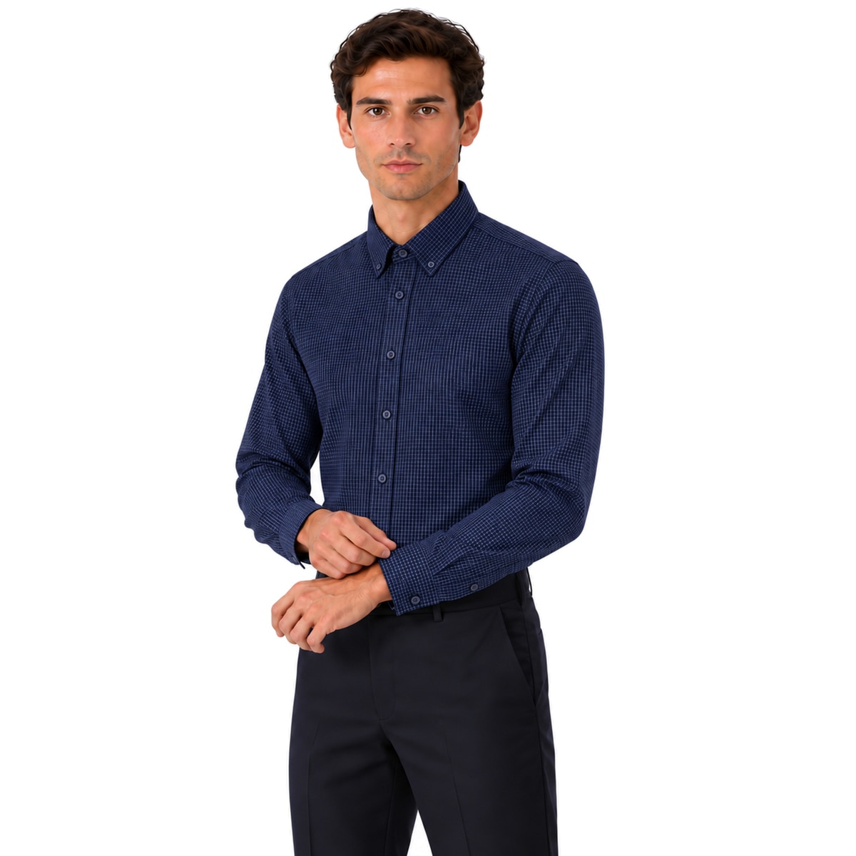 Camisa Azul Marino de Cuadros Formens para Hombre