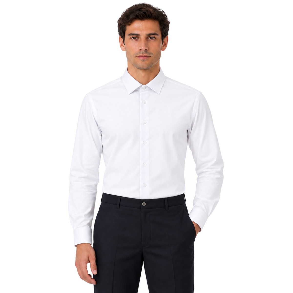 Camisa de Vestir Blanca Lisa Formens para Hombre