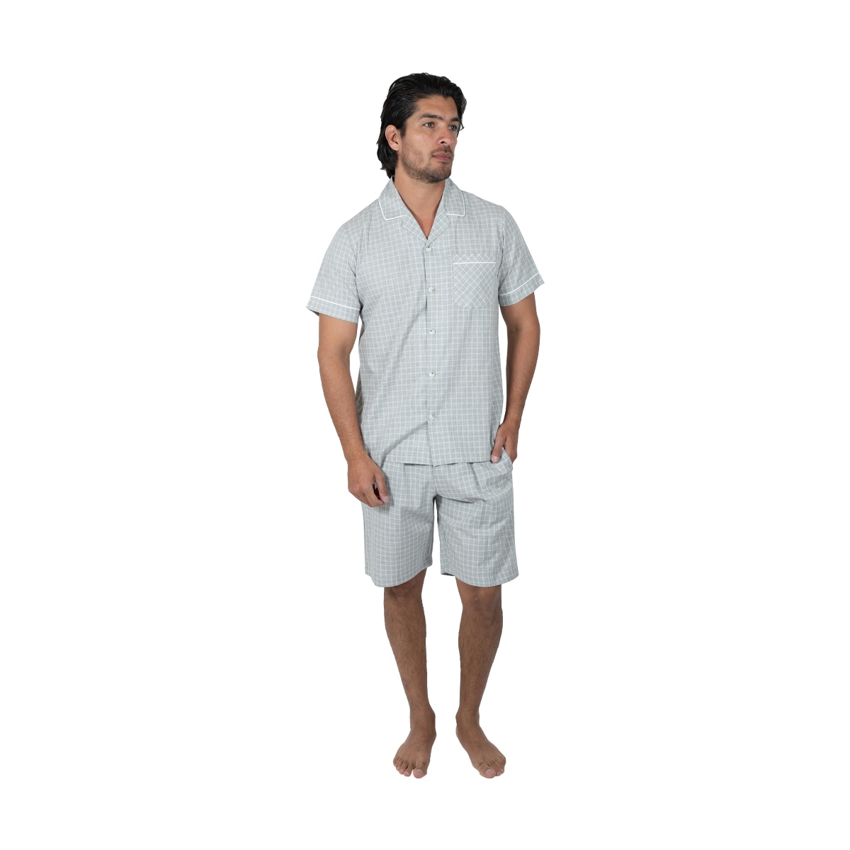 Pijama Saco Camisero y Bermuda Diseño Polo Club para Hombre