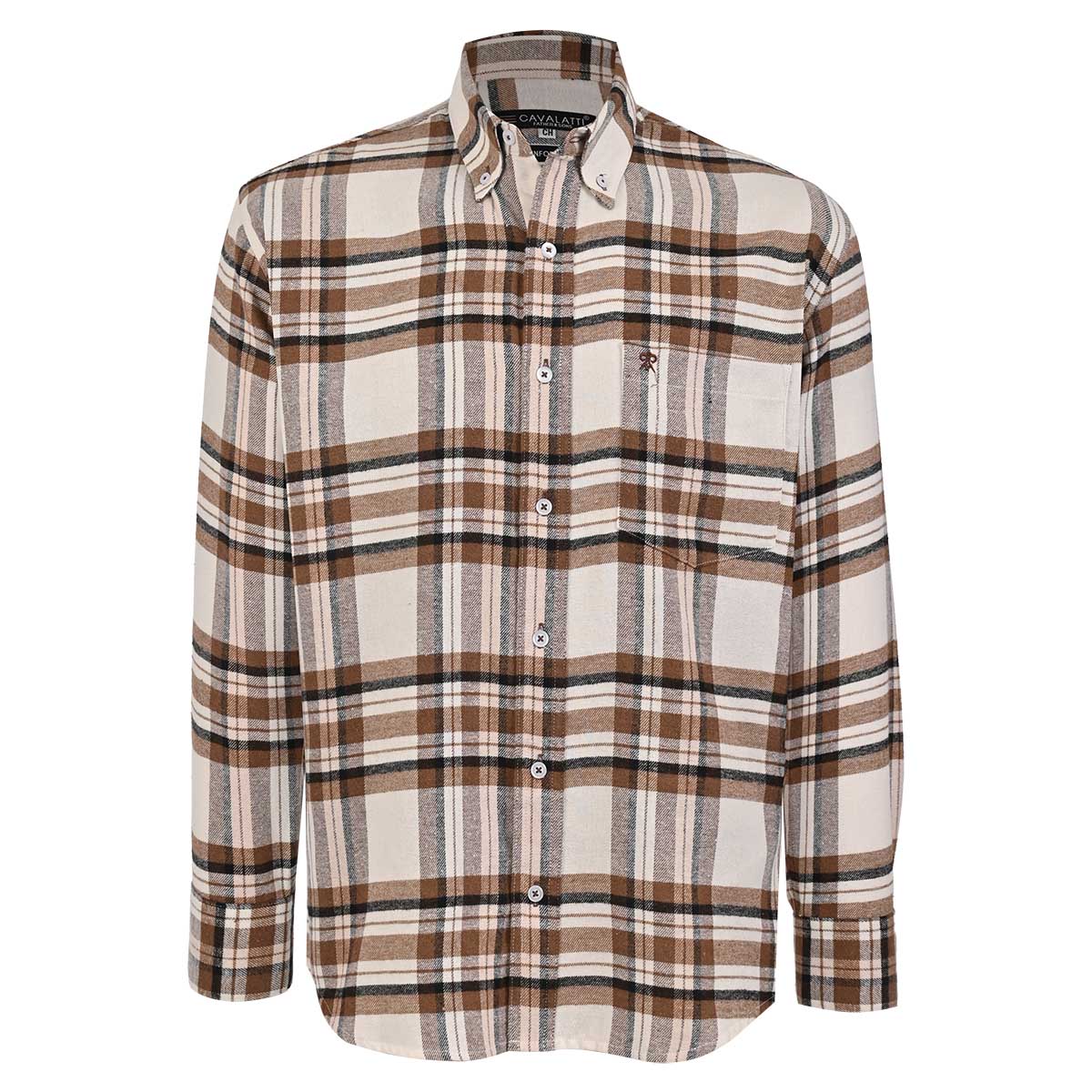 Camisa Casual Relaxed Fit en Franela Inviernal Cavalatti para Hombre