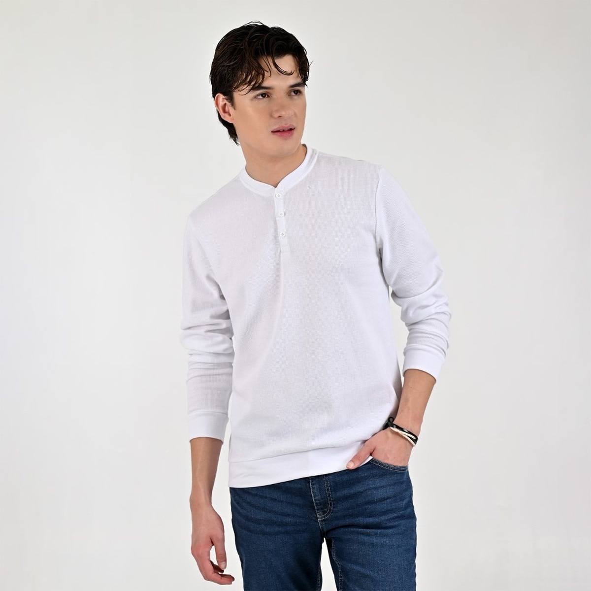 Playera Manga Larga Supply Blanco para Hombre