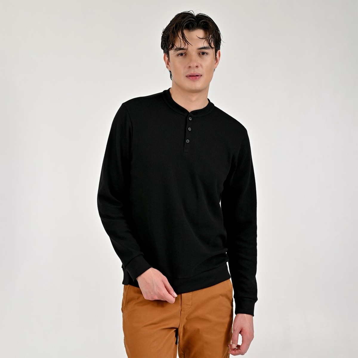 Playera Manga Larga Supply Negro para Hombre