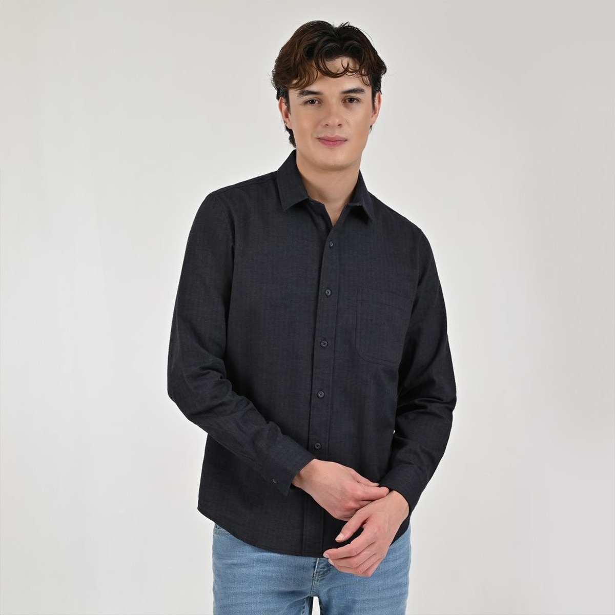 Camisa Manga Larga Supply Negro para Hombre