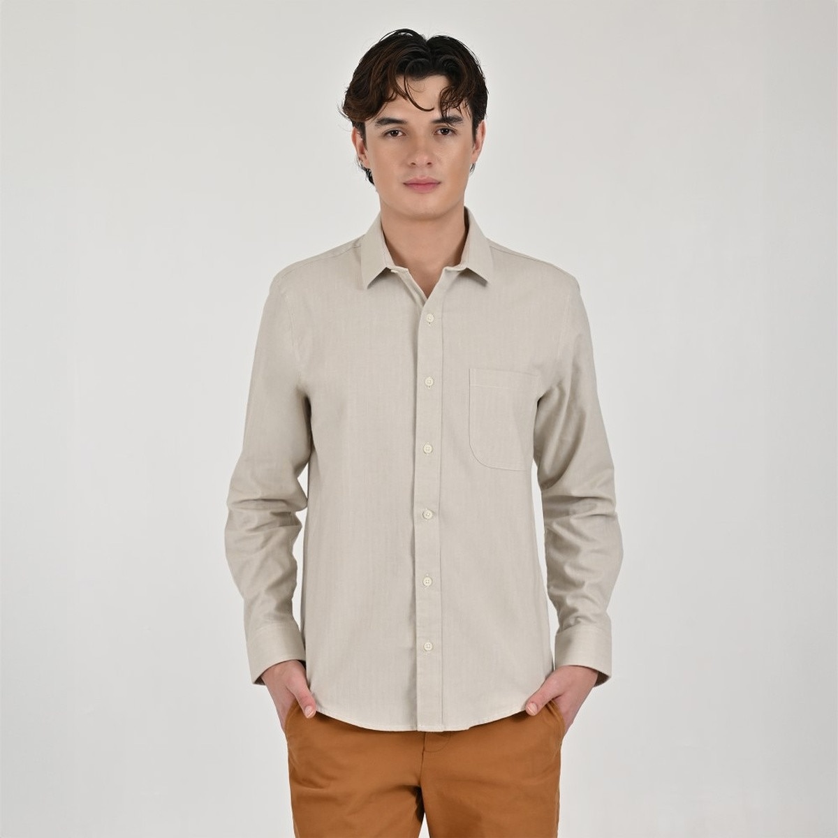 Camisa Manga Larga Supply Beige para Hombre