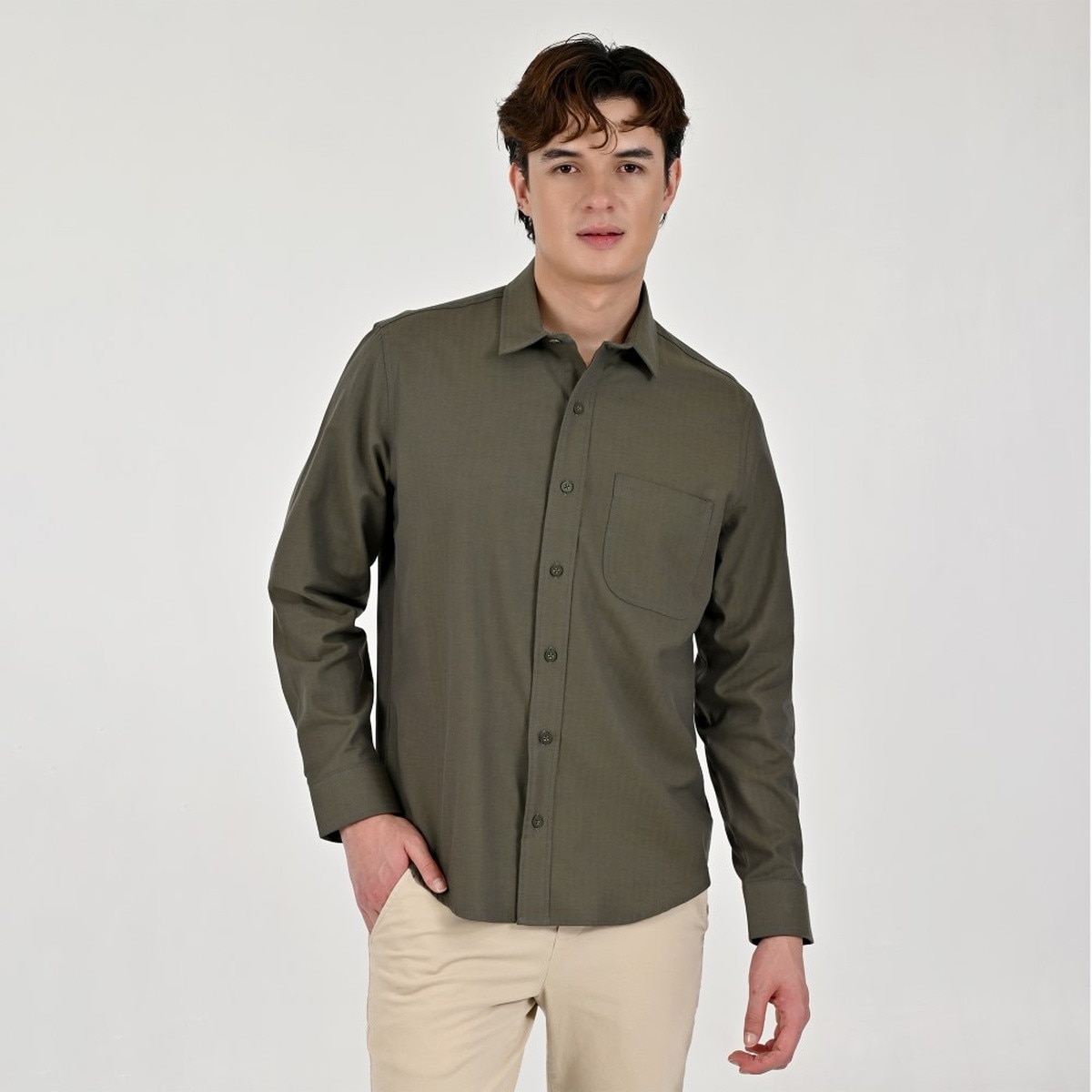 Camisa Manga Larga Supply Verde para Hombre
