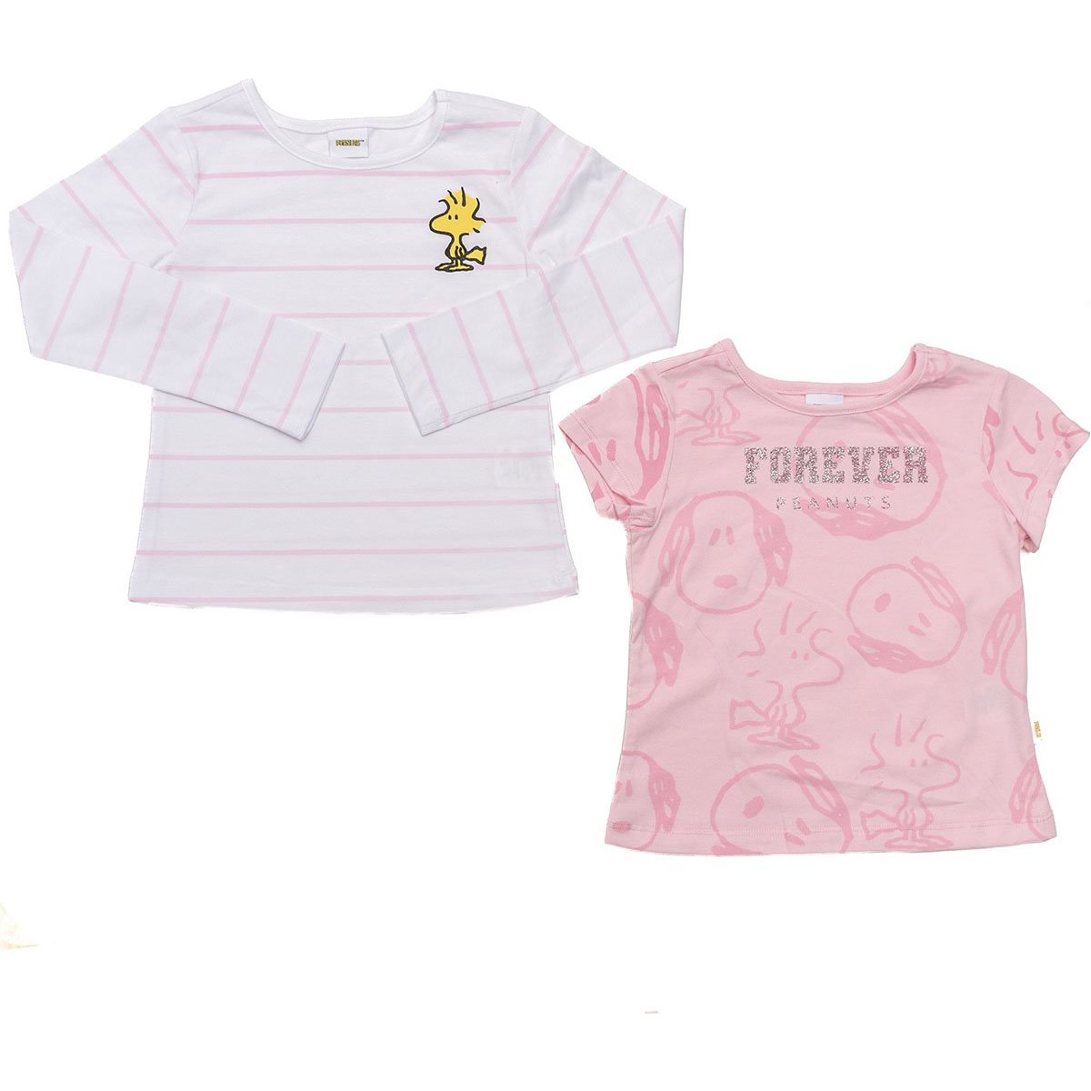 Set Playera Manga Corta y Manga Larga con Diseño Snoopy para Niña