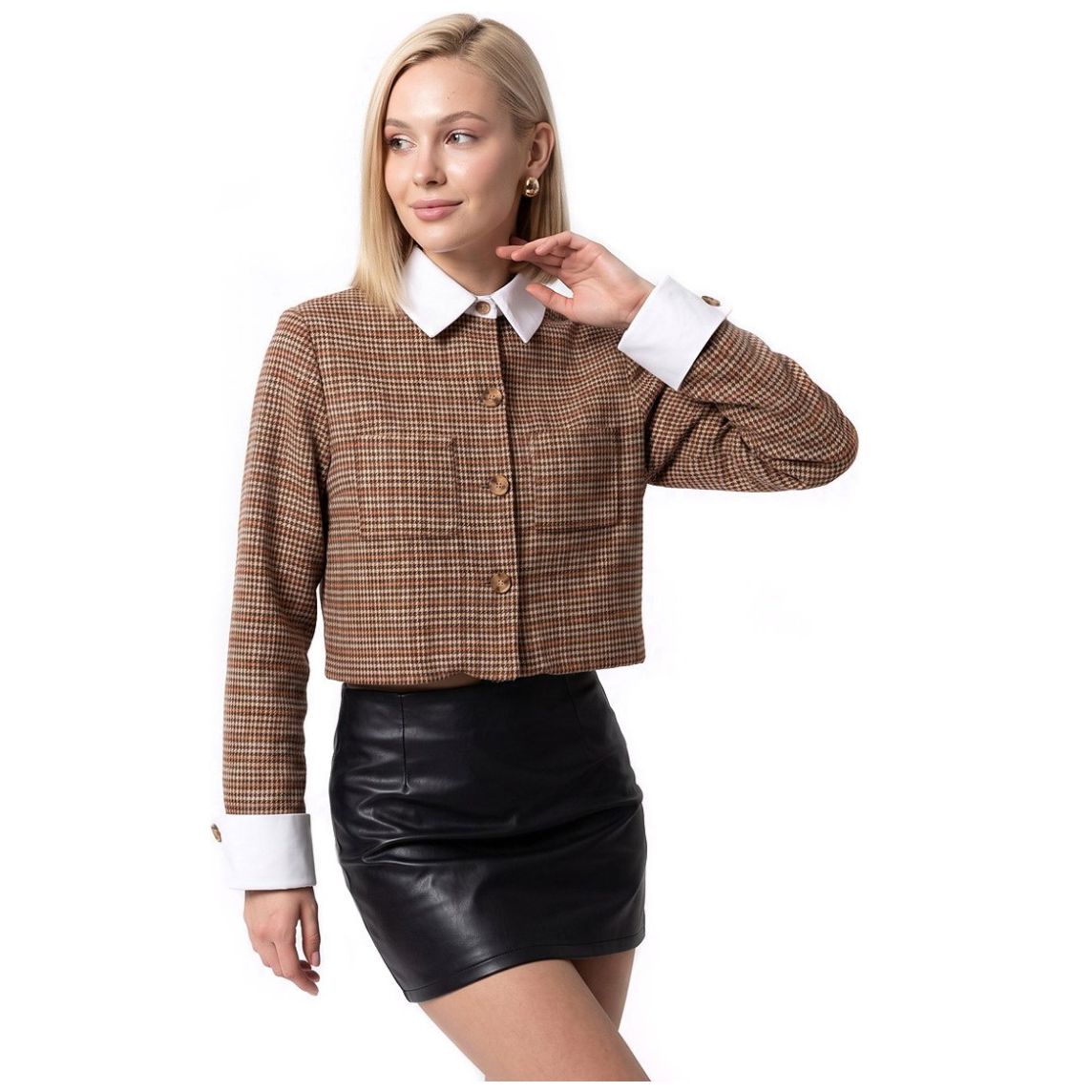 Saco Cuello Camisero con Bolsas Studio si para Mujer Junior