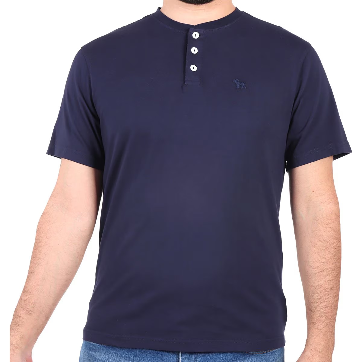 Playera Henley Jeanious Manga Corta para Hombre Plus