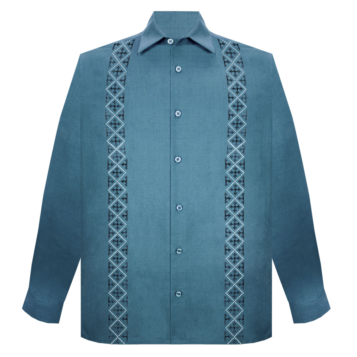 Camisa Regular Fit Petróleo Mexican Cancumisa Maga Larga para Hombre