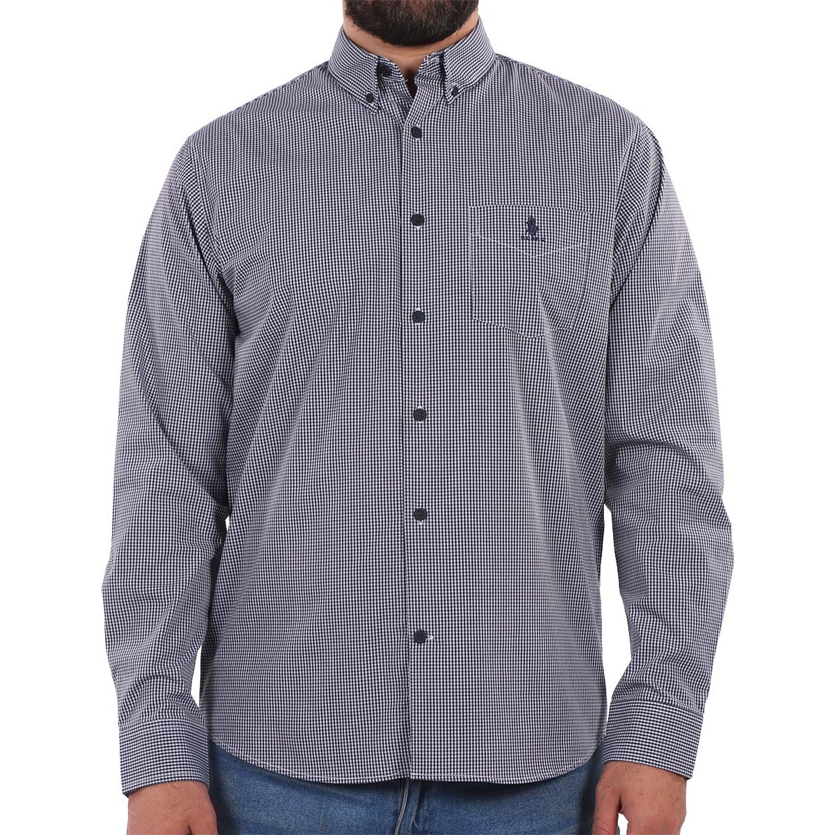 Camisa Manga Larga Casual Estampada Logo Polo Club Hombre