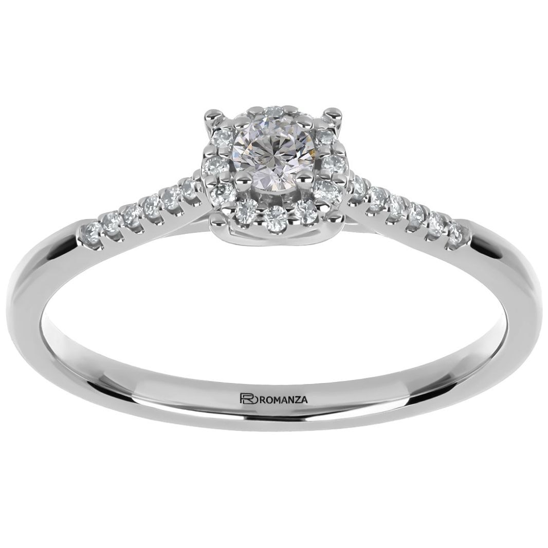 14K Anillo Oro Blanco Y 0.20 Qts Diam Romanza