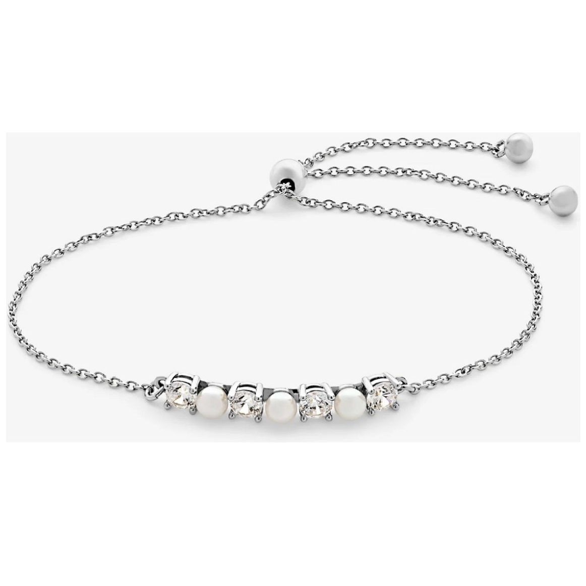 Pulsera Ajustable Plata Rodiada Majorica
