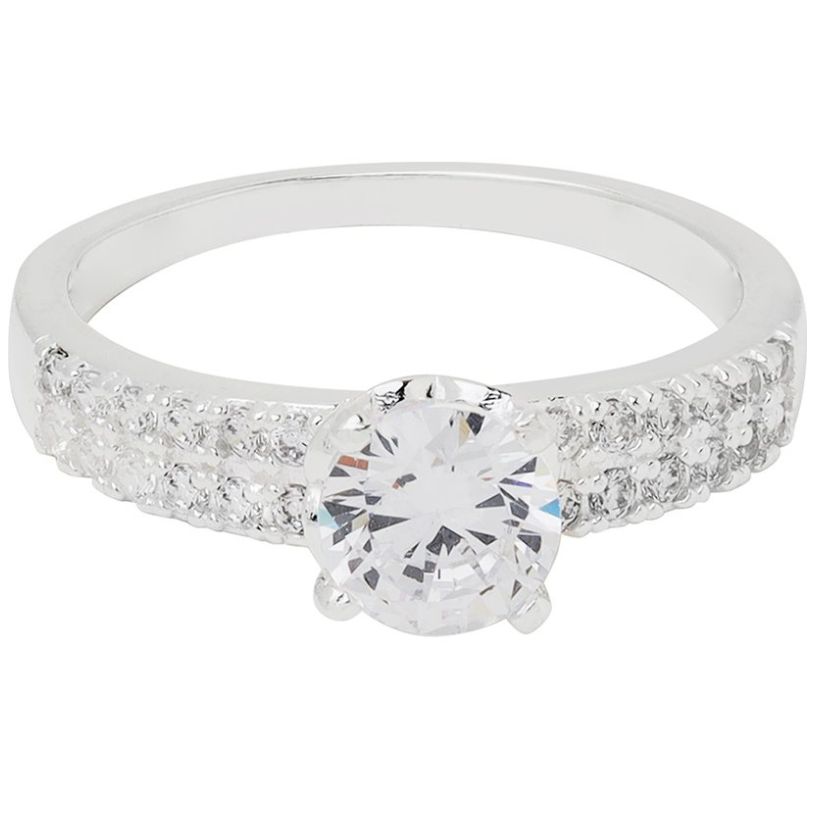 Anillo Doble Linia con Zirconia Plata .925 Mosha