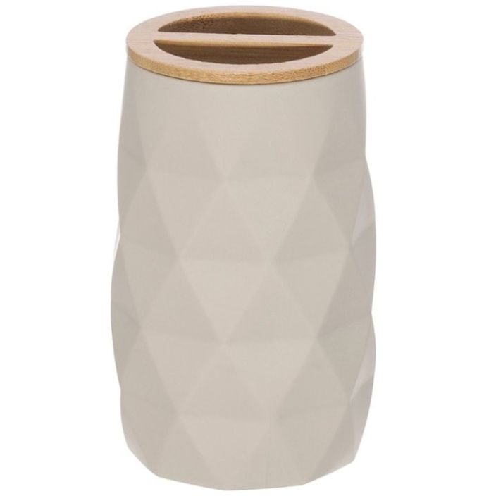 Vaso Porta Cepillos Beige Bamboo Tulum Namaro Design