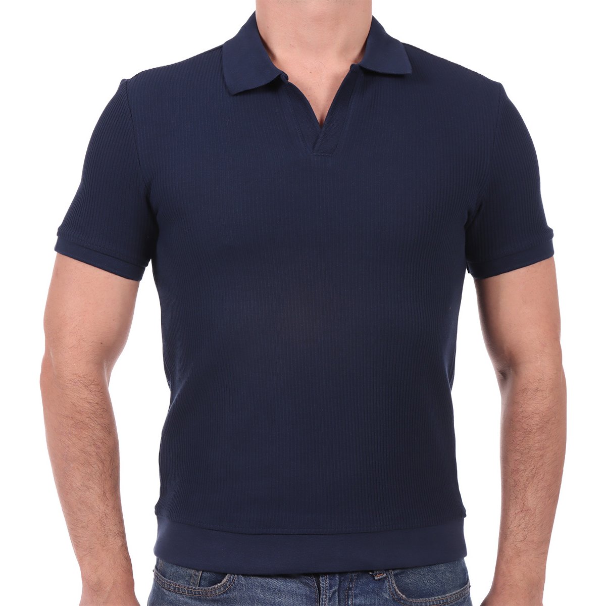 Polo de Algodón Canalé Manga Corta Bruno Magnani para Hombre