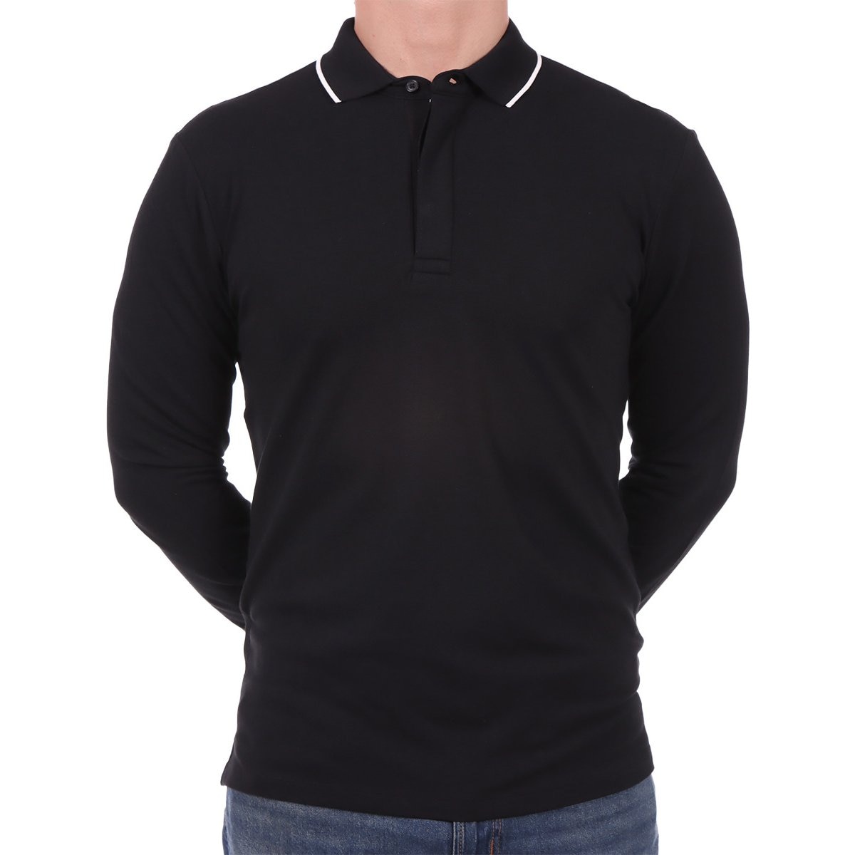 Polo con Raya en Contraste Manga Larga Bruno Magnani para Hombre