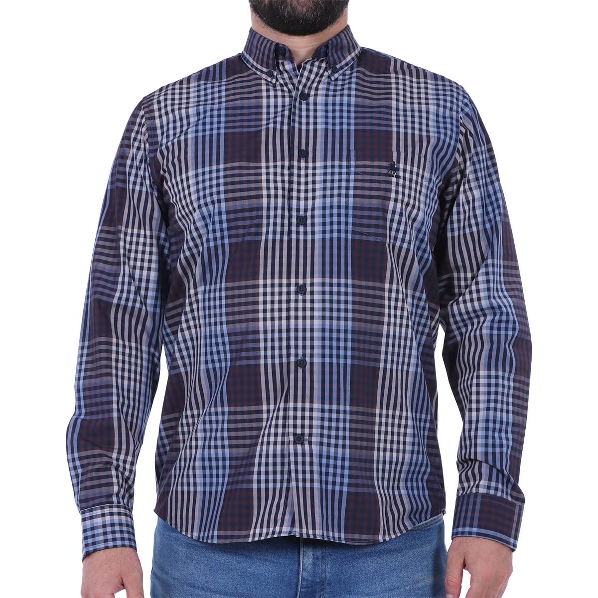 Camisa a Cuadros de Color Manga Larga Polo Club para Hombre