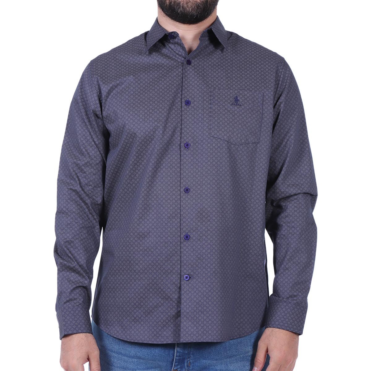 Camisa Estampada Manga Larga Logo Polo Club para Hombre