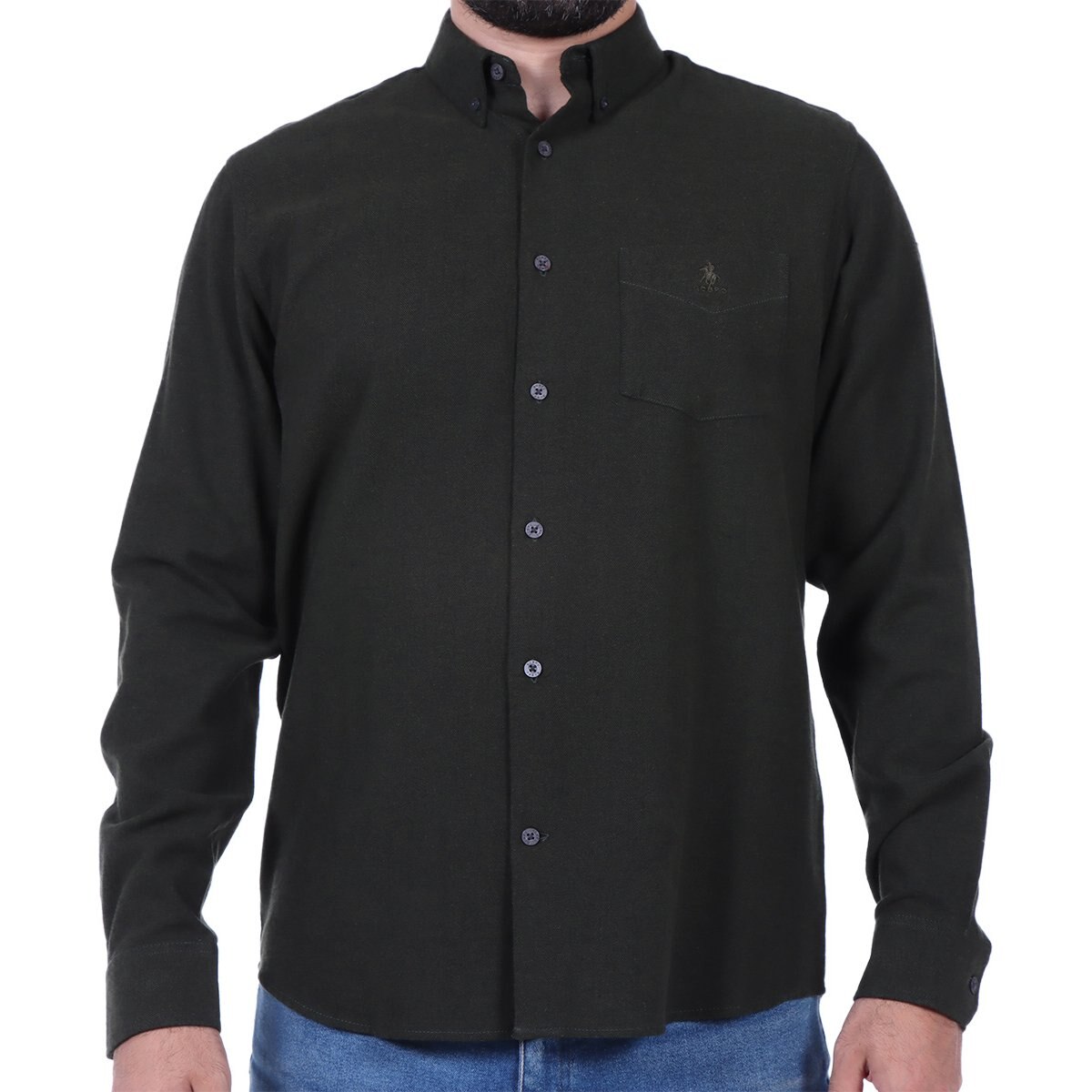 Camisa Casual con Bolsillo Logo Bordado Polo Club para Hombre