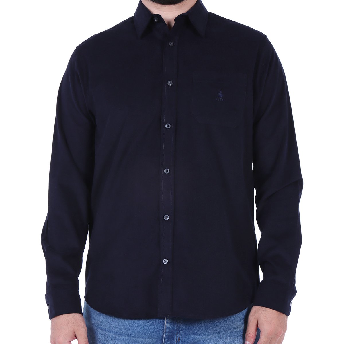 Camisa de Pana con Logo Bordado en Bolsillo Polo Club para Hombre