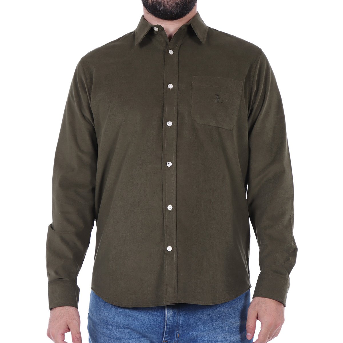 Camisa de Pana con Logo en Bolsillo Polo Club para Hombre