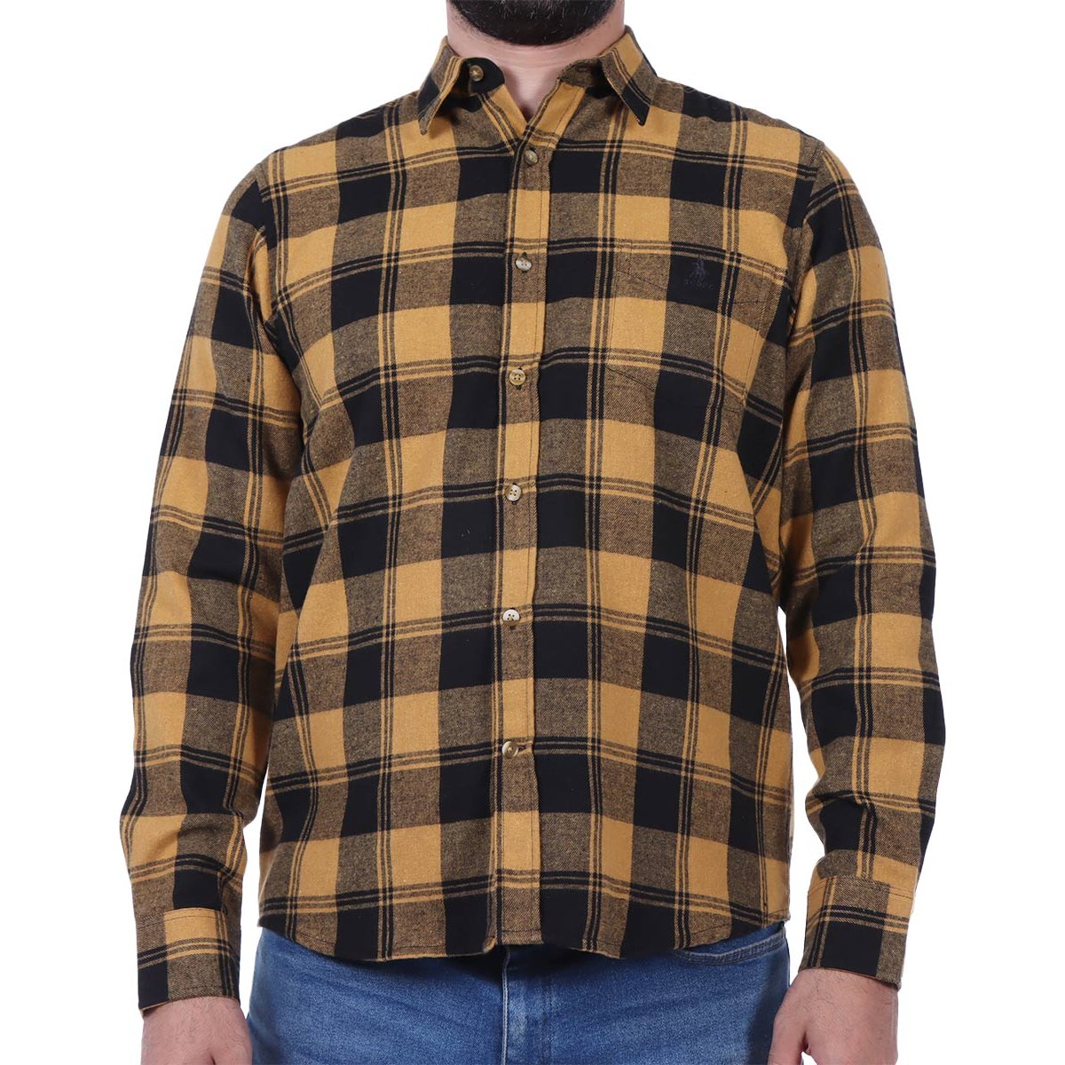 Camisa de Franela a Cuadros Bicolor Logo Polo Club para Hombre