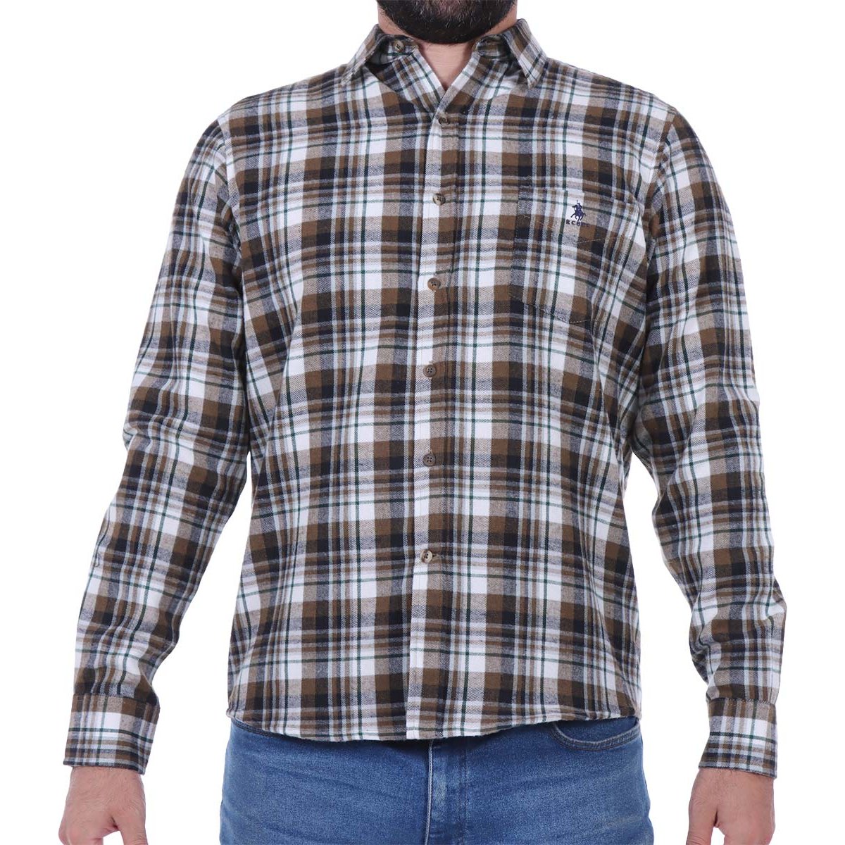 Camisa de Franela a Cuadros Bicolor Logo Polo Club para Hombre