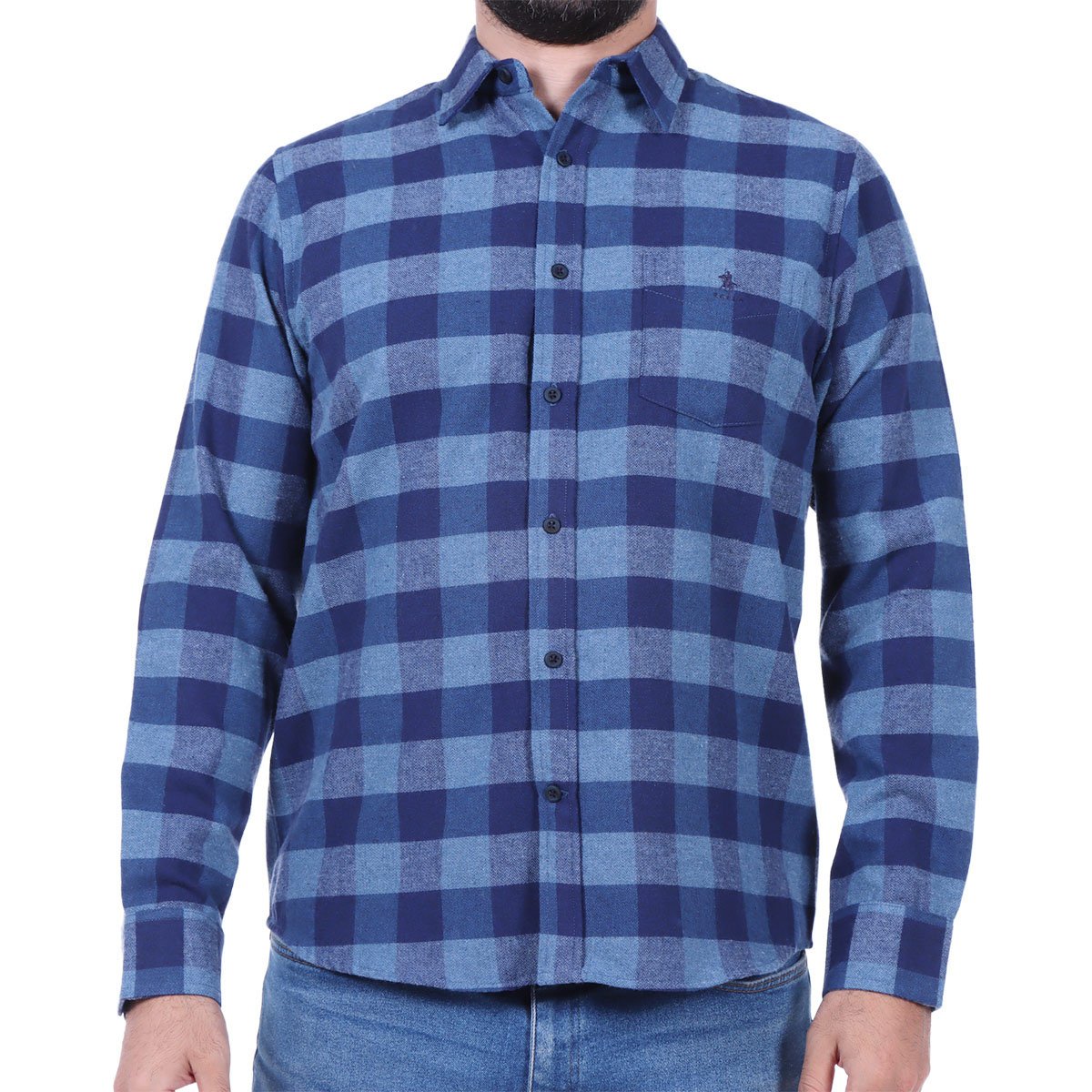 Camisa de Franela a Cuadros Bicolor Logo Polo Club para Hombre