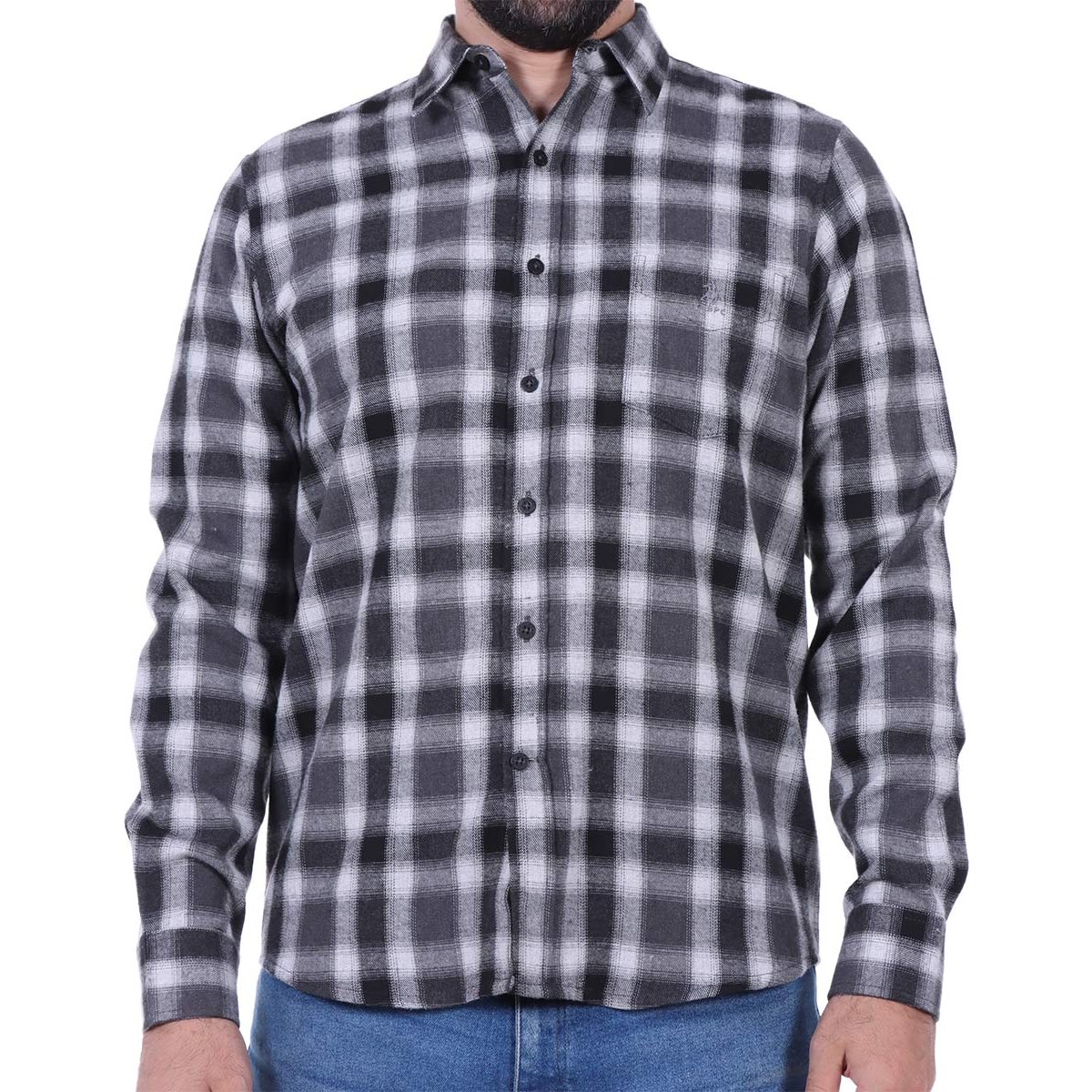Camisa de Franela a Cuadros Bicolor Logo Polo Club para Hombre