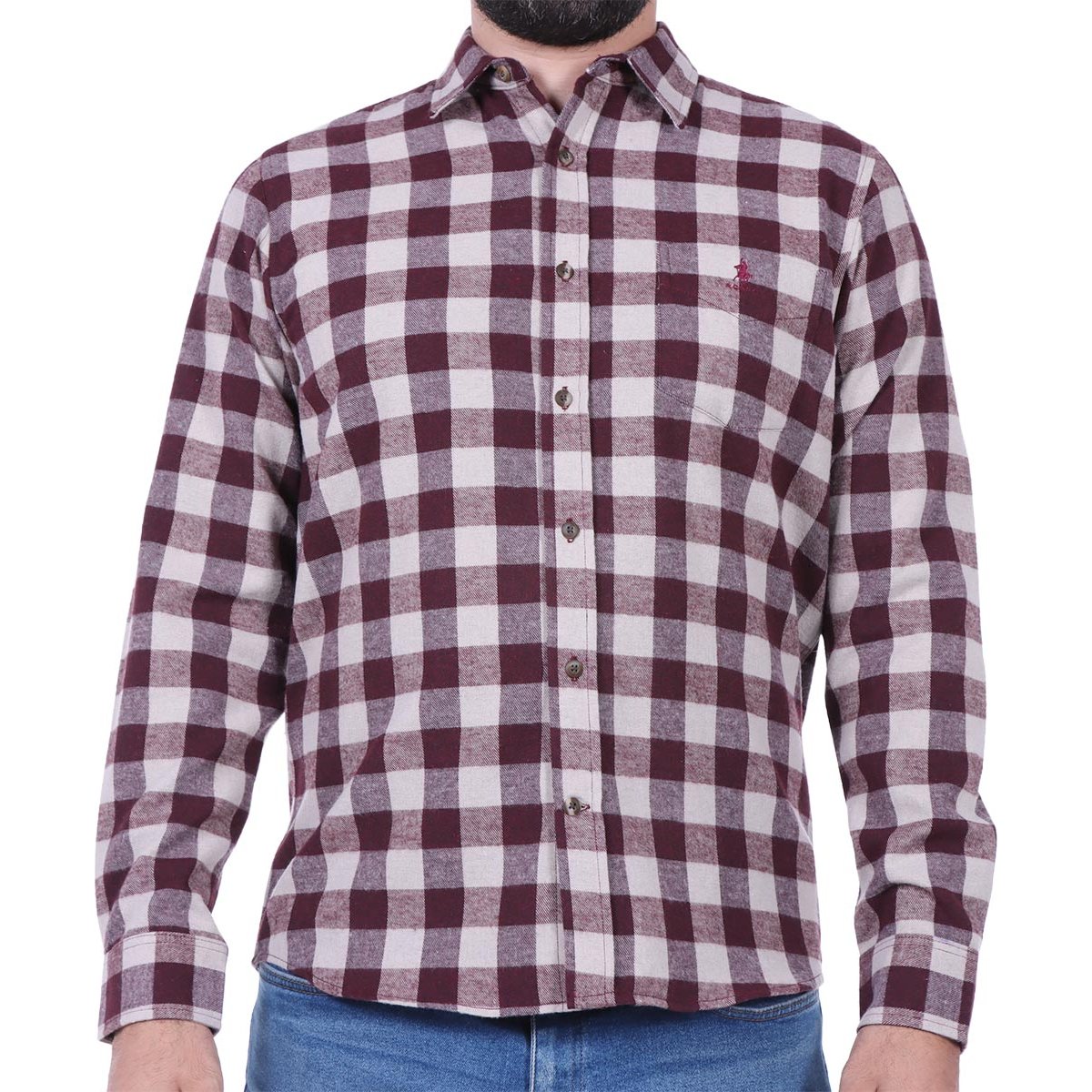 Camisa de Franela a Cuadros Bicolor Logo Polo Club para Hombre