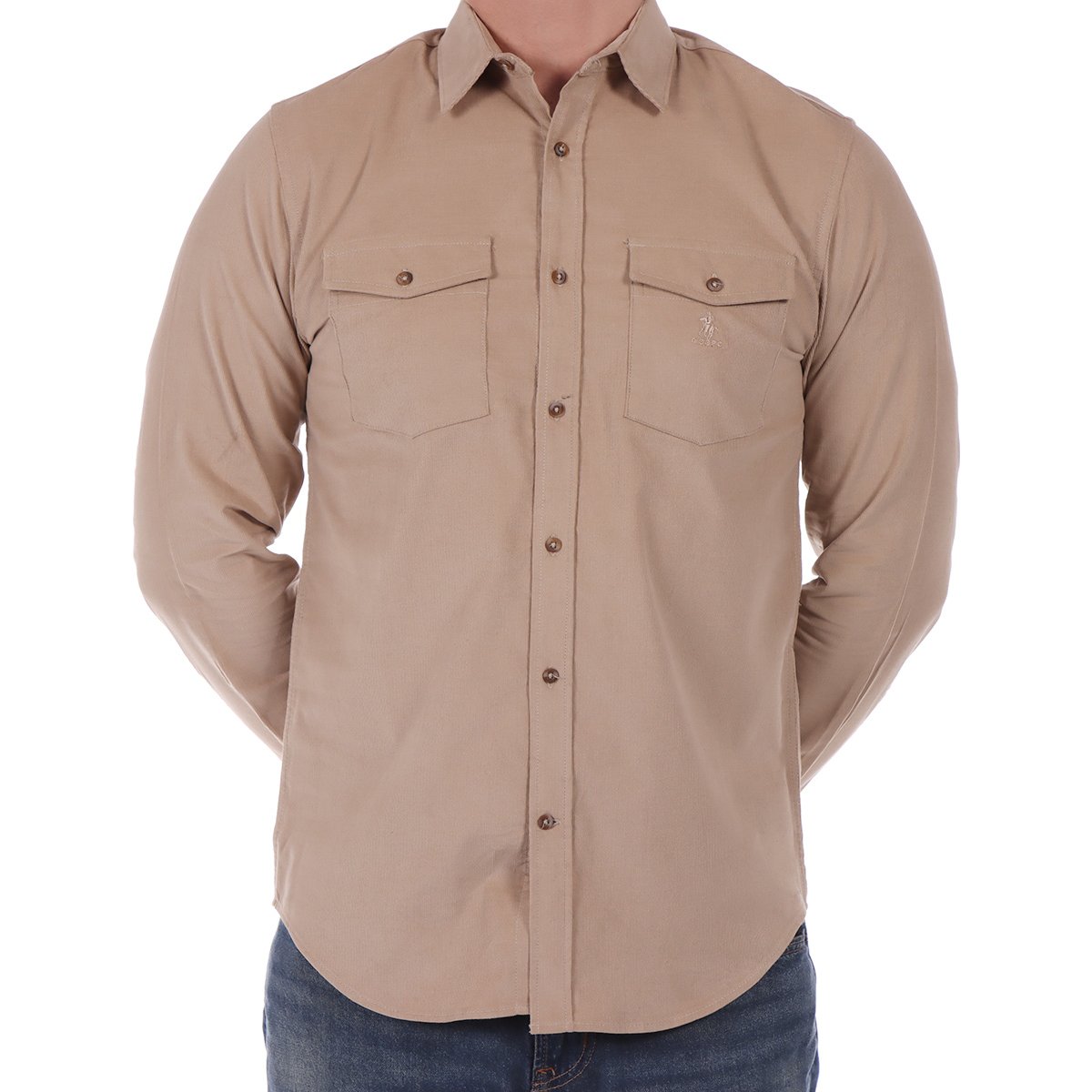 Camisa de Pana Bolsillos Manga Larga Polo Club para Hombre