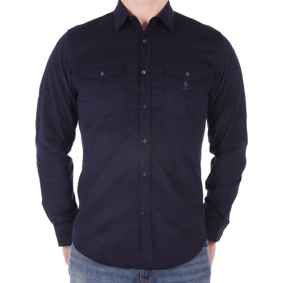 Camisa Manga Larga Bolsillos y Logo Polo Club para Hombre