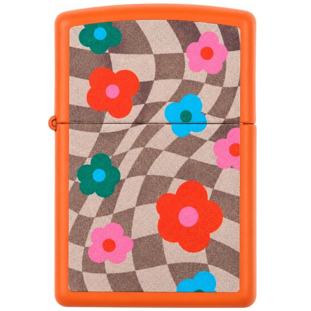 Encendedor Naranja Mate con Diseño Floral Zippo para Hombre
