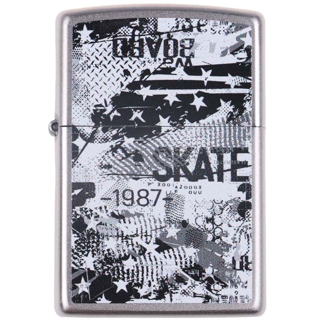 Encendedor Skate America Negro y Blanco Zippo para Hombre