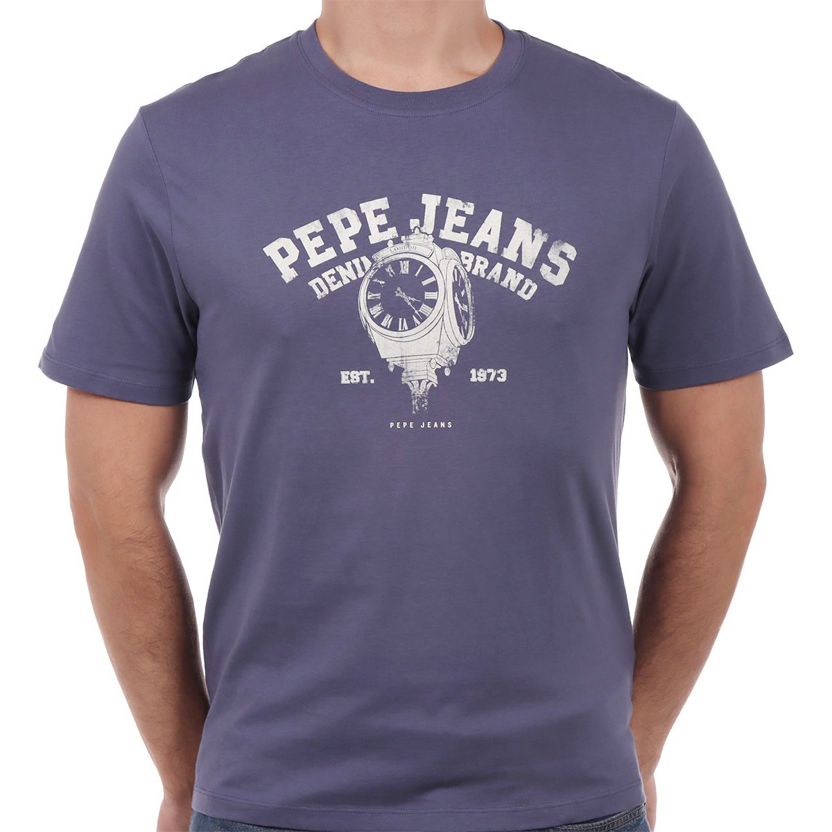 Playera Manga Corta con Gráfico Reloj Logo Pepe Jeans Hombre
