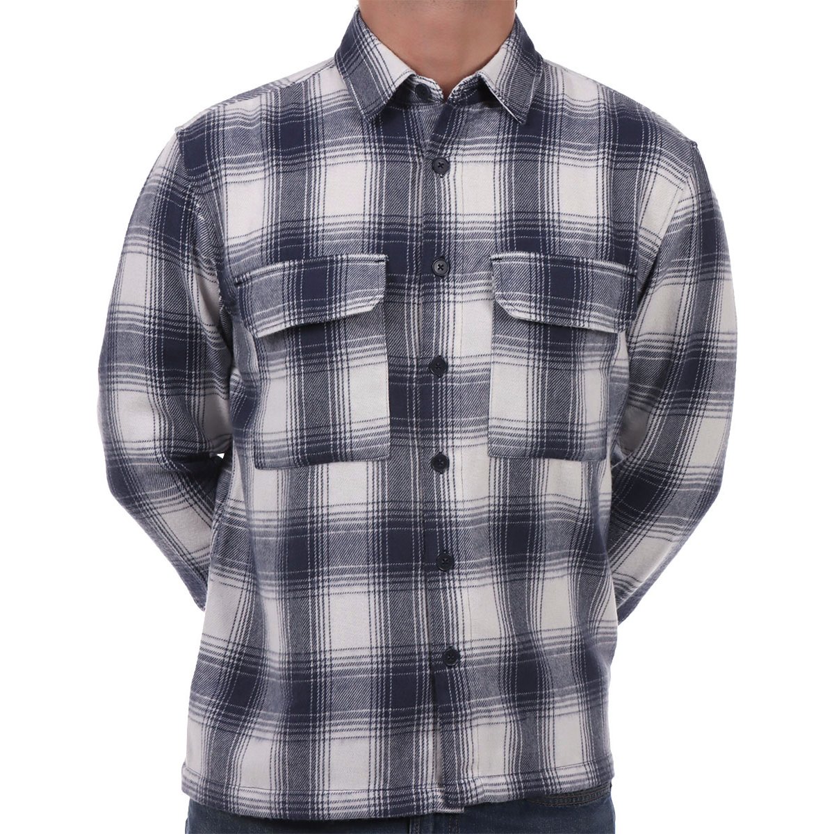 Sobrecamisa de Franela a Cuadros Bicolor Fukka para Hombre