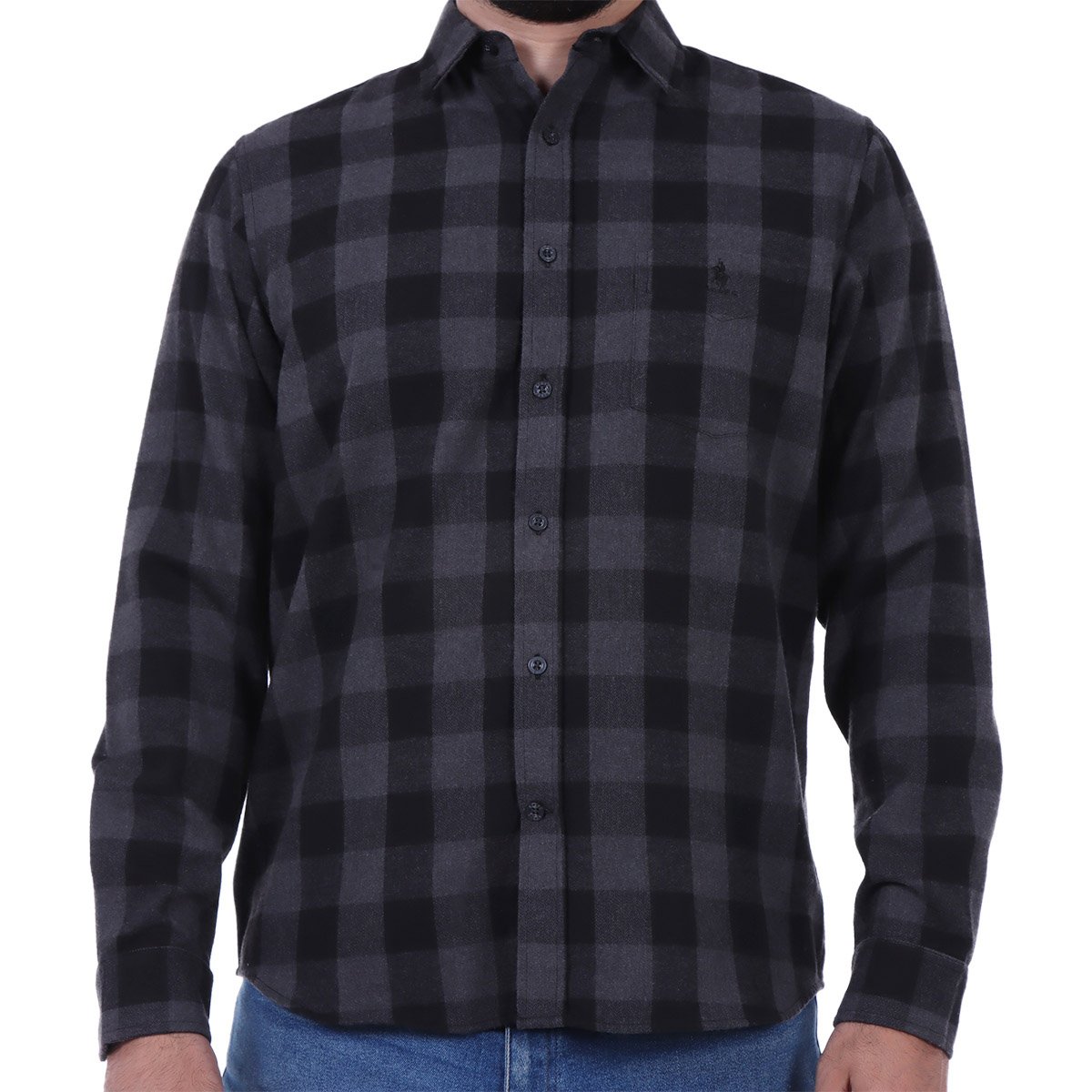 Camisa de Franela a Cuadros Bicolor Logo Polo Club para Hombre