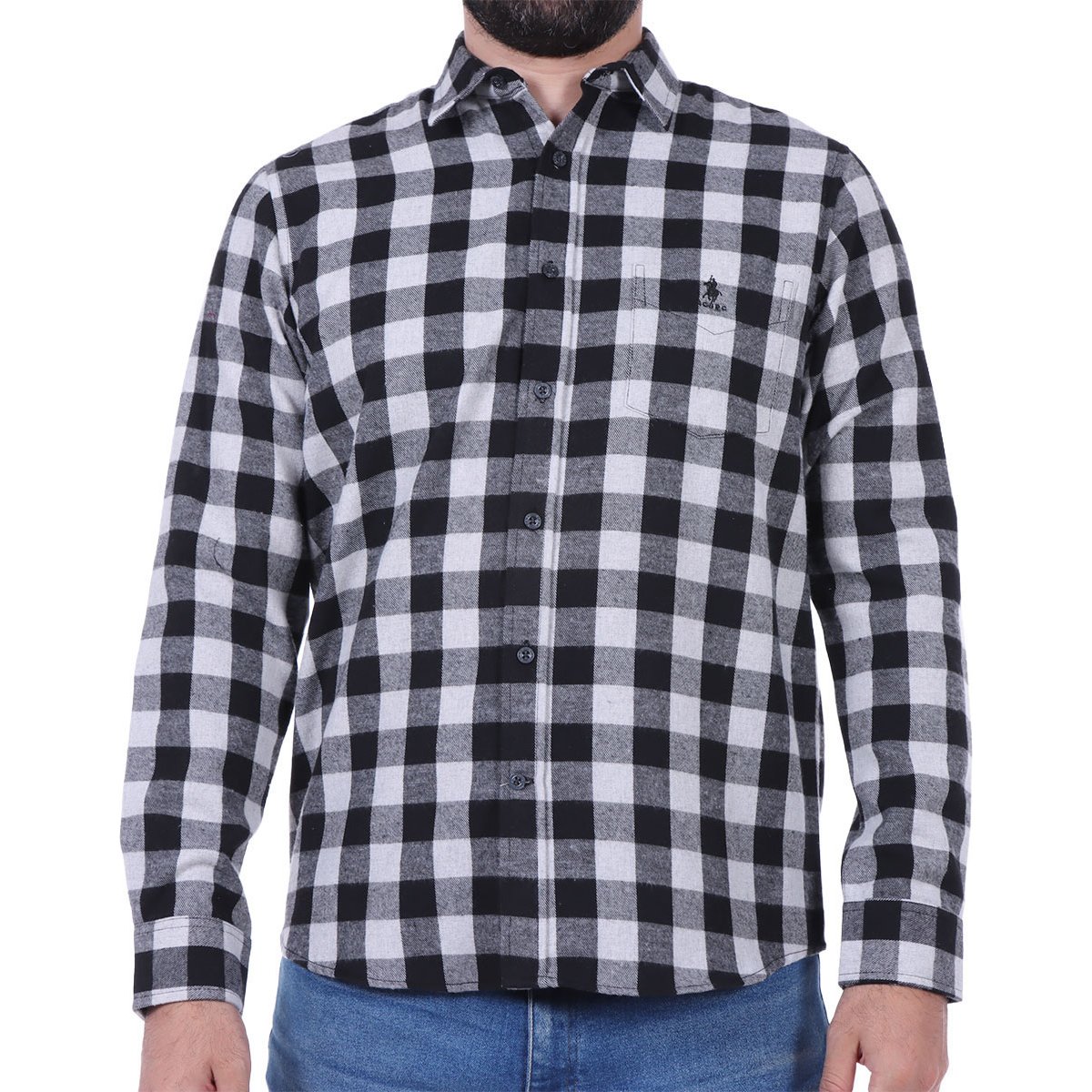 Camisa de Franela a Cuadros Bicolor Logo Polo Club para Hombre