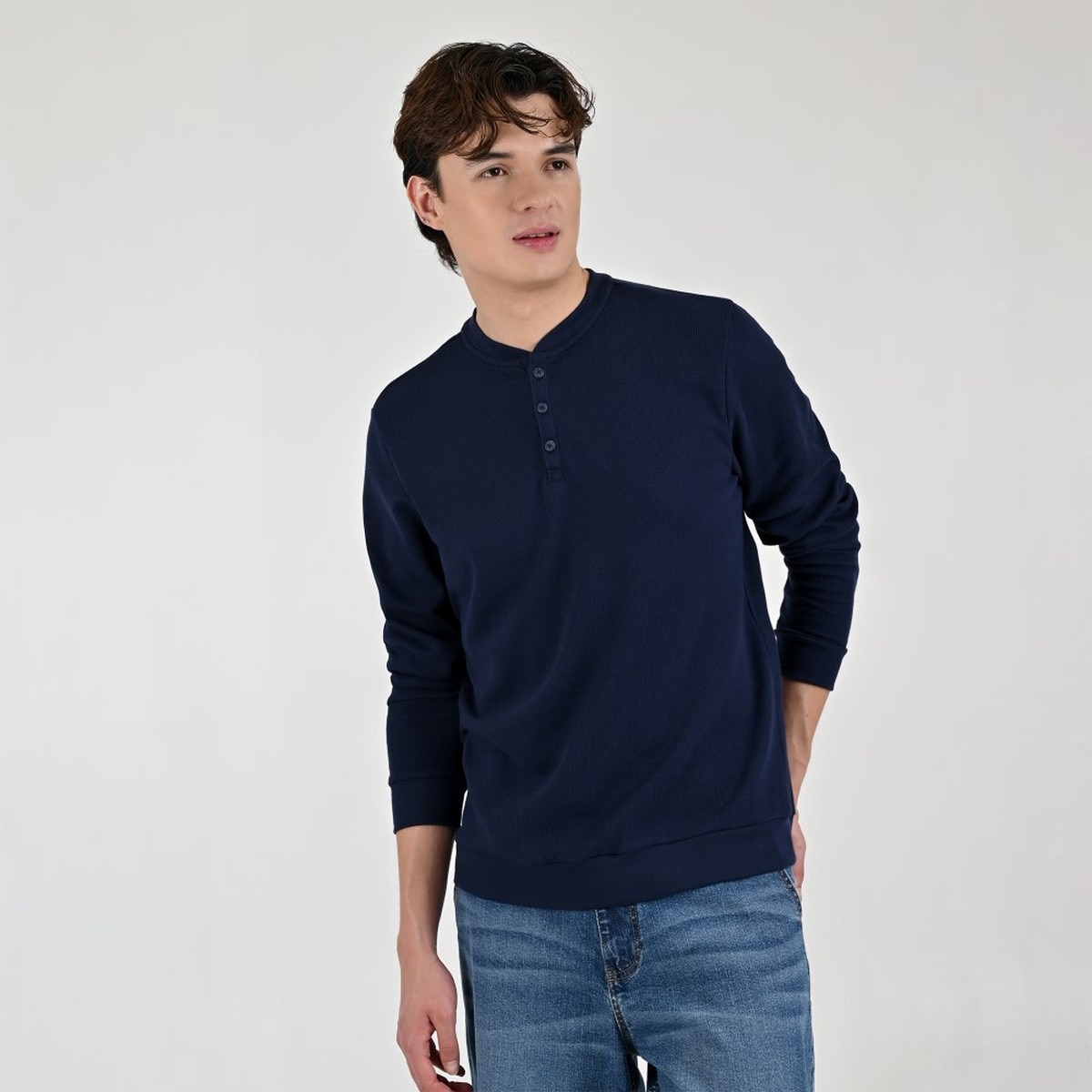 Playera Manga Larga Supply Azul Oscuro para Hombre
