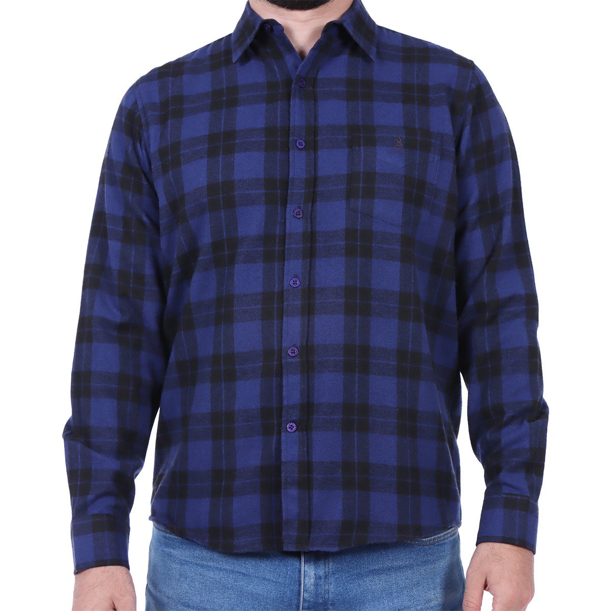 Camisa de Franela a Cuadros Bicolor Logo Polo Club para Hombre