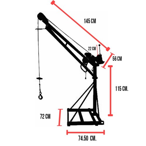 Polipasto Eléctrico Tipo Grua Portable de 350 Kg  220 V con Cable de 20 Metros DJ500D Kingsman