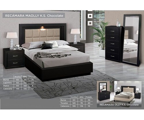 Recamara Modelo Maolly King Size - Chocolate - Kessa