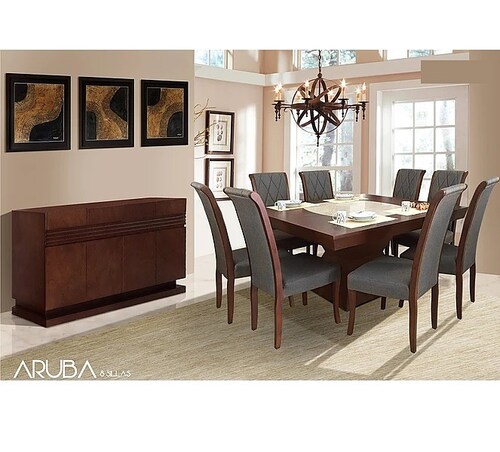 Comedor Aruba 8 Sillas - Nogal - Kessa.